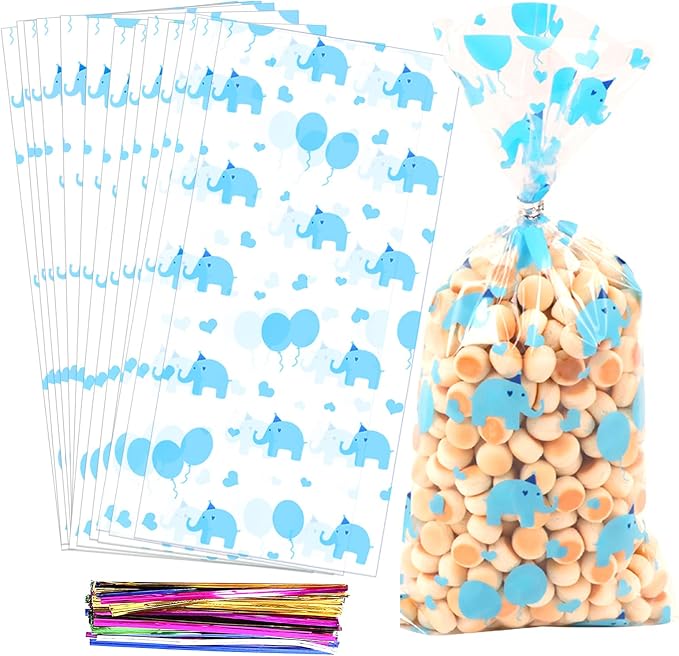 100 Pcs 5"X11" Gift Wrap Cello Cellophane Treat Bags Clear Candy Cookie Plastic by COQOFA