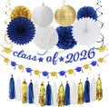 Navy-Blue White Gold Graduation Party-Decorations Garland by Burgleda