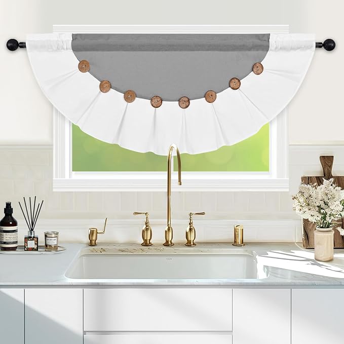 Farmhouse Valance Curtains, Boho Cotton Linen Kitchen Valance, Country Rod - Image 2