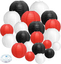 21Pcs Black Red White Paper Lanterns, 4-10in Round Hanging Decor, Parties | by GCVOPTON