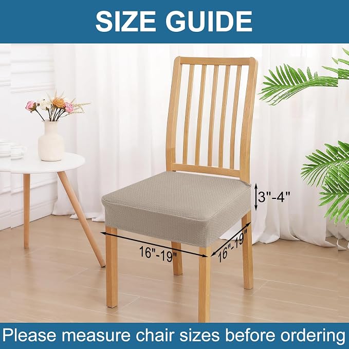 Smiry Waterproof Seat Covers for Dining Room Chairs, No Rear Covers | Stretch - Image 2