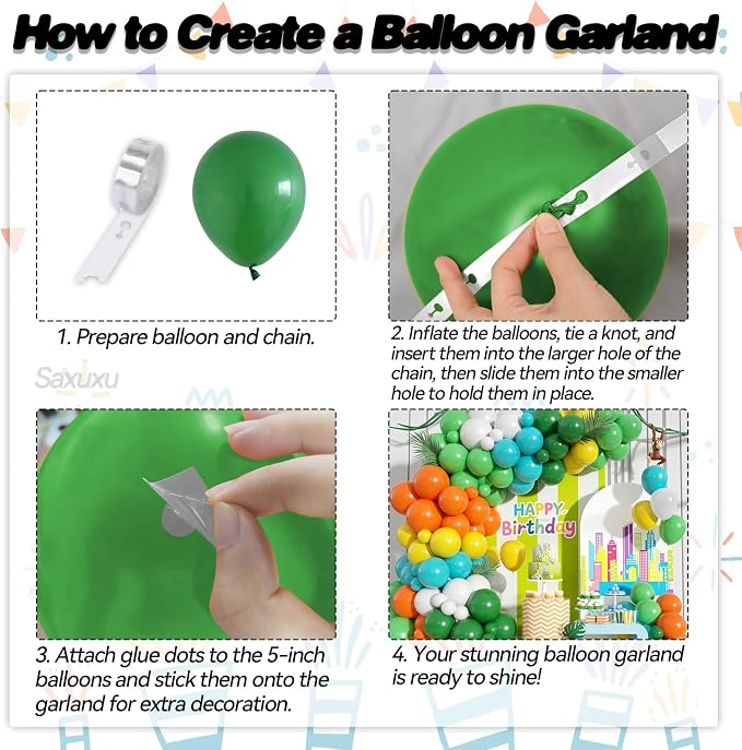 Colorful Balloon Arch Kit, Matte Teal Yellow White Light Green Balloons - Image 3
