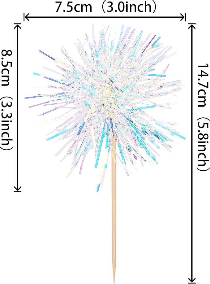 30 PCS Foil Firework Cupcake Toppers Happy Birthday Cupcake Toppers Sparkle - Image 2