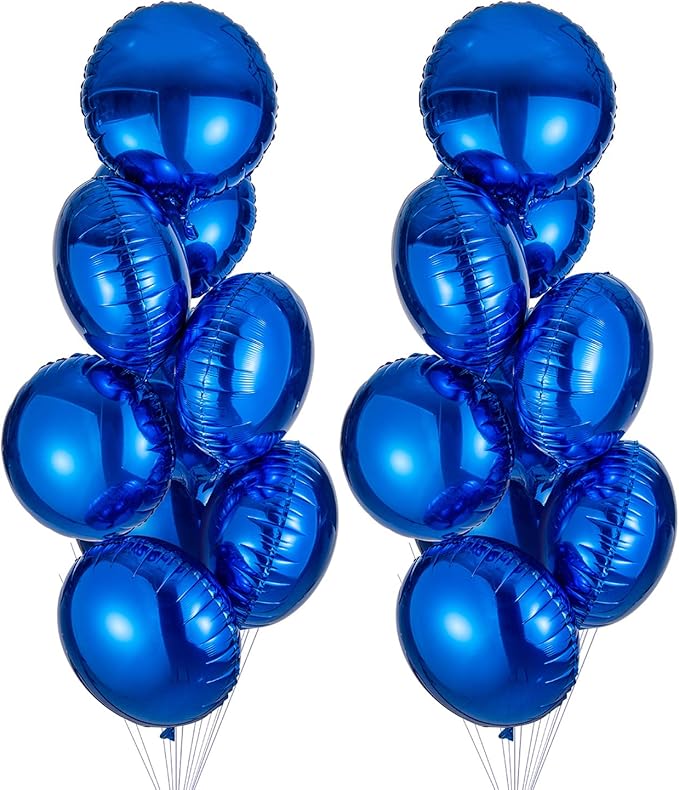 18" Blue Round Shaped Foil Balloons Mylar Helium Balloons by Adeer