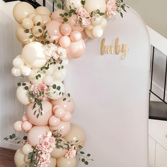 Dusty Pink Balloons, 12 Inch Pastel Baby Light Pink and White Sand Ivory Nude - Image 7