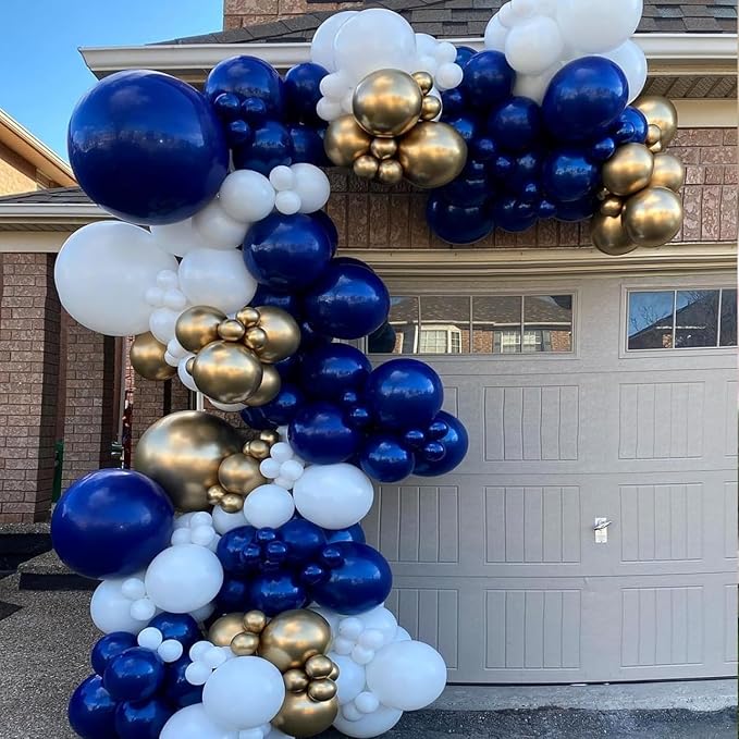 Blue and Gold Balloon Arch Kit, Explosion Star Royal Dark Blue and Metallic - Image 7