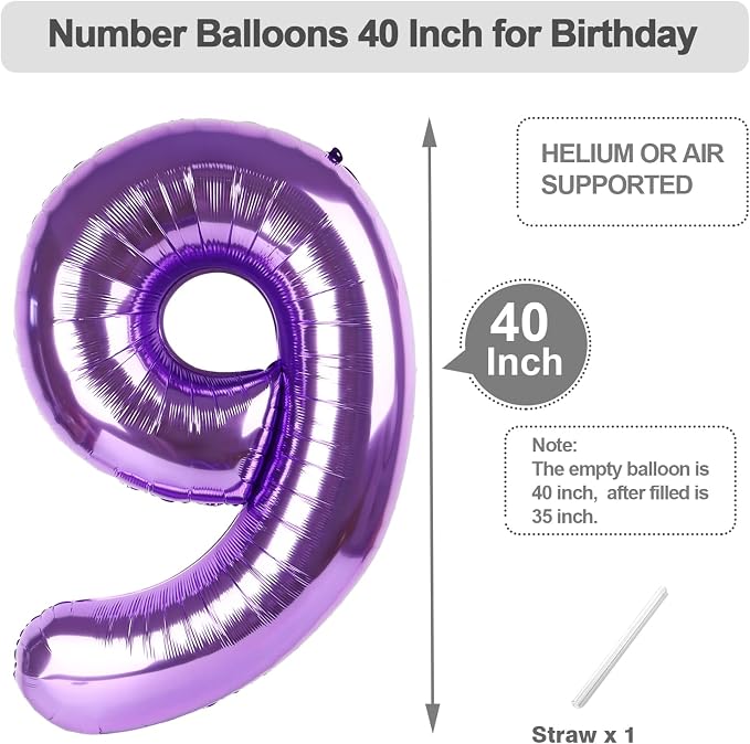 Number 8 Balloon 40 Inch Balloons Purple Birthday Decorations - Image 5