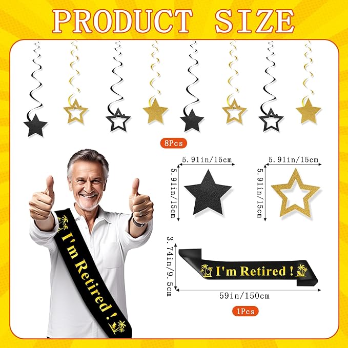 Retirement Party Decorations Black and Gold Happy Retirement Banner Gold - Image 5