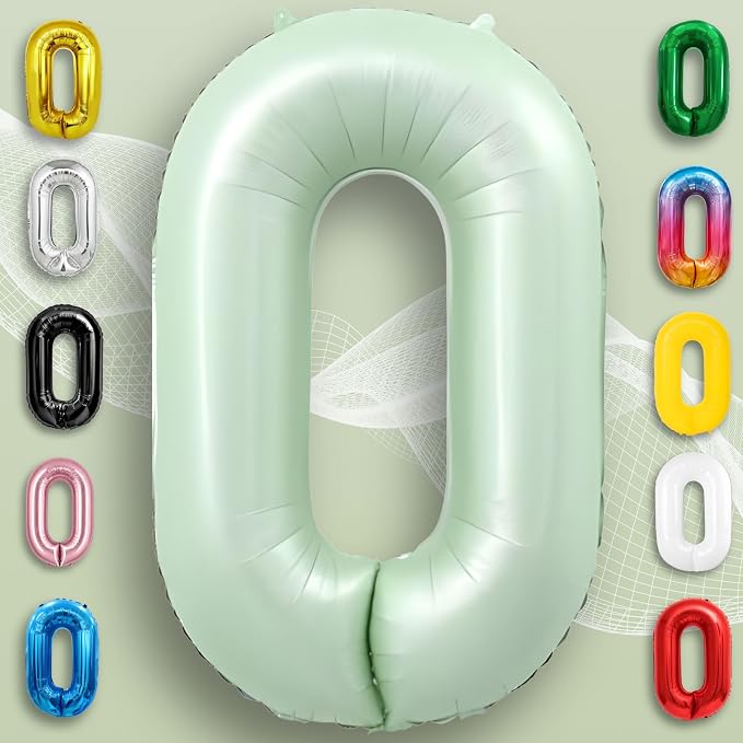 Green Number Balloon 0 Mylar Foil Balloons 32 inch - Image 3
