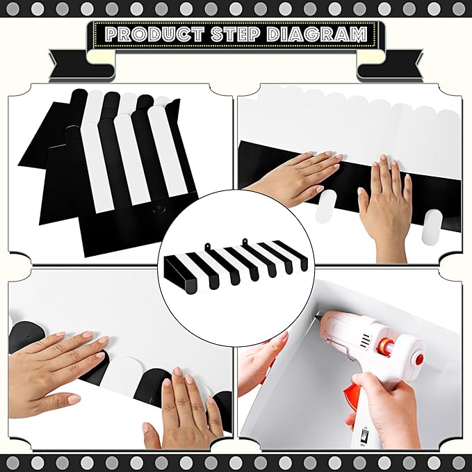Boao 4 Pack Black and White Circu Awning Decoration 3D Stripe Cardboard Awning - Image 4