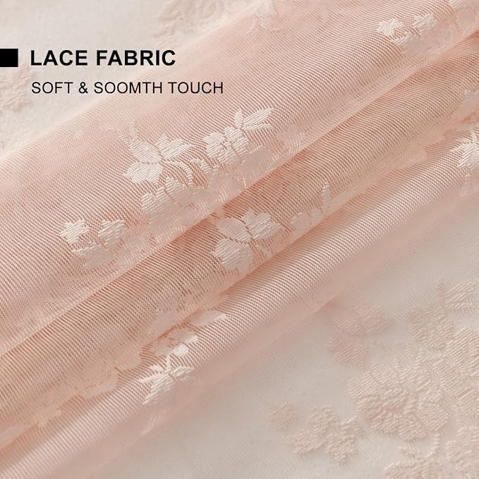 Kotile Blush Pink Lace Curtains - Image 7