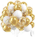 60pcs Gold and White Balloons 12inch by Awenztech
