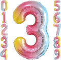Rainbow Gradient Number 3 Balloon 40 Inch Big Large Balloons 0-9 | 3rd Helium by SULALABOO