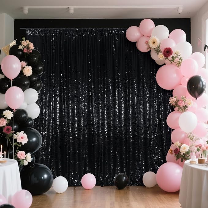 SquarePie 20x10ft Black Sequin Backdrop, High Density Non-Transparent Glitter - Image 5