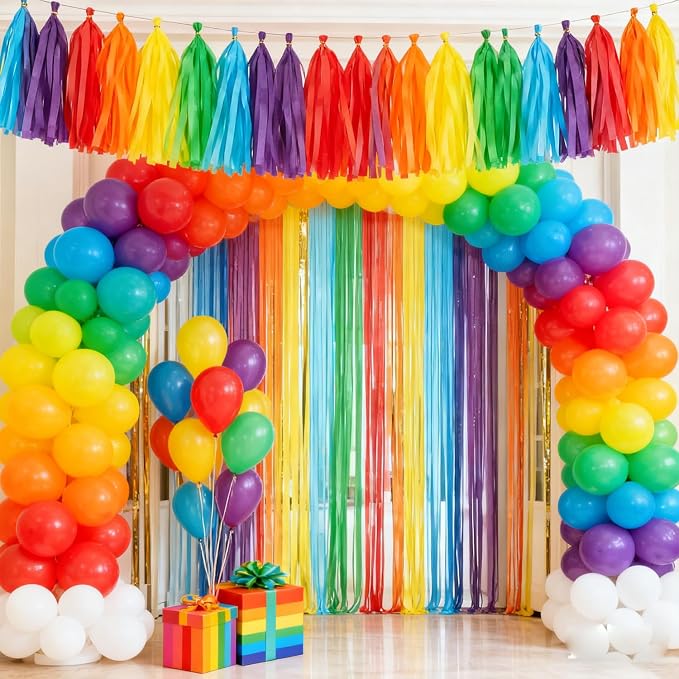 Rainbow Tassel Garland Banner, 30 Pack Colorful Paper Tassels Streamers - Image 2