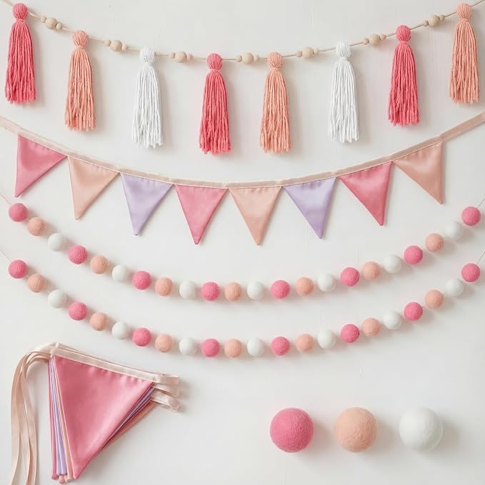 Hahafelt 4 Pcs Baby Shower Party Decoration Kit Pennant Bunting Banner Tassel by Hahafelt