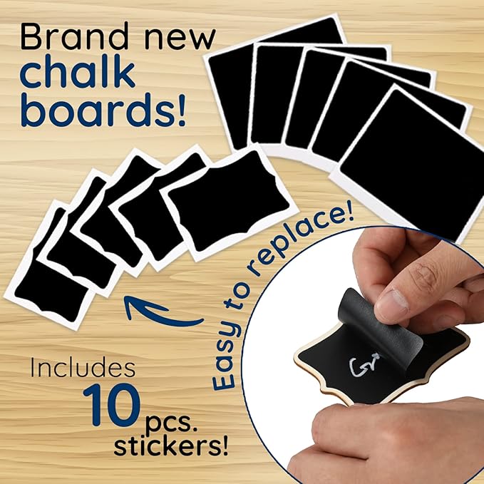 Mini Chalkboard Signs, 20 Pack Framed Small Chalk Board Food Labels with Easel Stand for Party Buffet or Wedding Celebration, Wooden Blackboard as Place Cards for Table Setting or Numbers