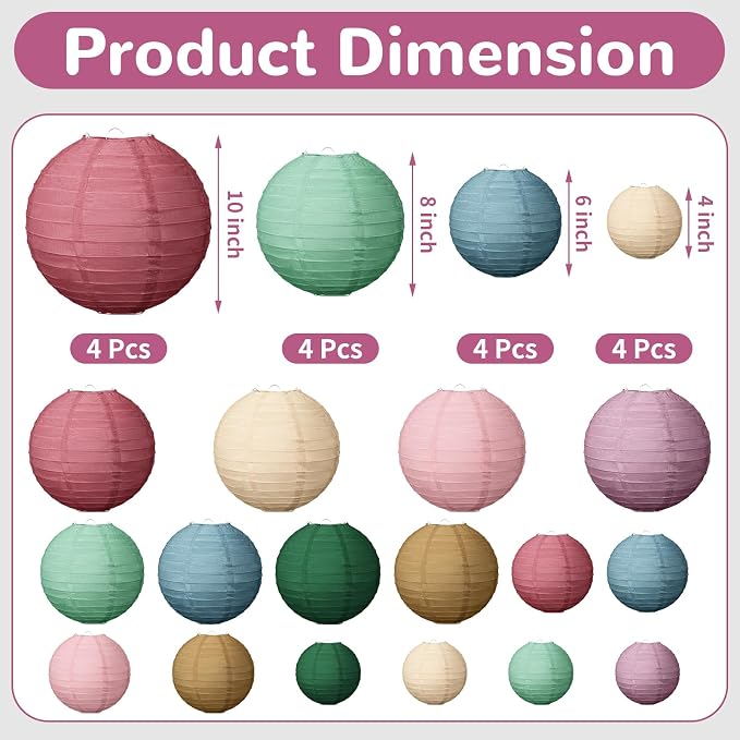 Glooglitter 16 Pcs Boho Hanging Paper Lanterns Back to School Party Decoration - Image 2