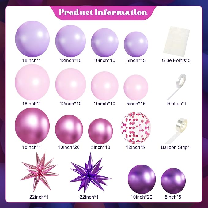 Pink and Purple Balloons Arch Kit - Image 6