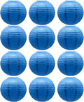 Blue Round Paper Lanterns Chinese Japanese Hanging Ceiling Decorations by BARTHEW