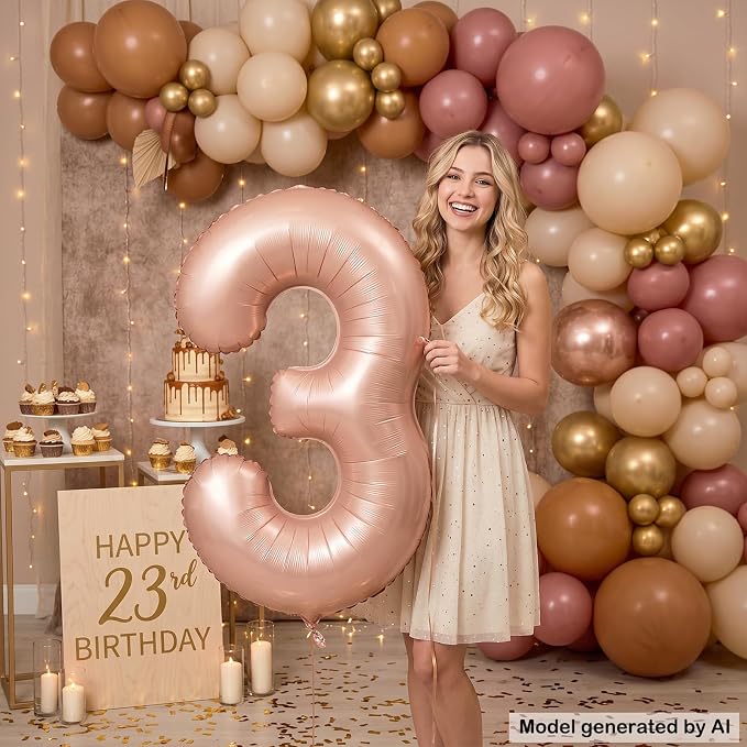 40 Inch Caramel Foil Number 3 Balloon - Image 4