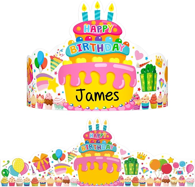36 Pack Birthday Crowns for Kids Colorful Paper Party Hats Birthday Crown Set by TENDFINE