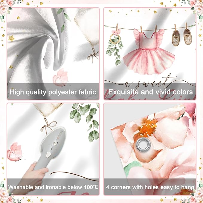 Mocsicka Baby Shower Backdrop Banner Cute Clothes Baby Shower Background a - Image 3