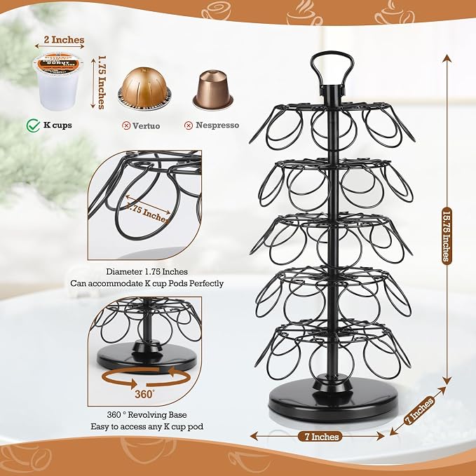 K Cup Holder, Coffee Pods Holder Storage Organizer Stand, 40 Pods Capacity | K - Image 3