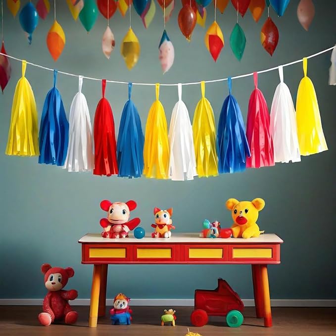 Tissue Paper Tassel Garland Banner, 20 Pack, Party Decorations - Image 4