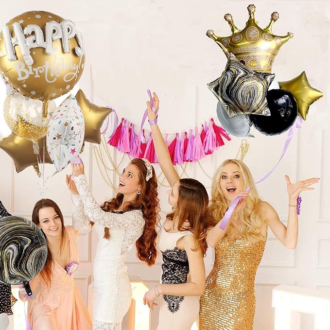 36inch Large Gold Round Foil Helium Mylar Balloons Set 8pcs - Image 6