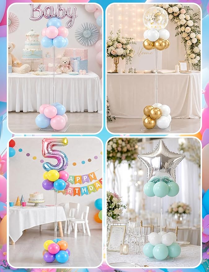 10 Pack Clear Acrylic Balloon Stand Kit, 15.75 Inch | Reusable Balloon Sticks - Image 6
