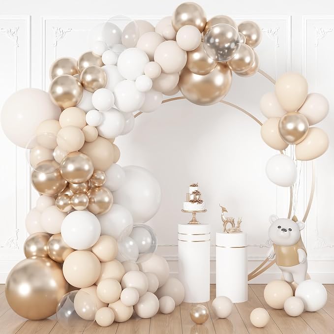 164Pcs White Sand Champagne Gold Balloons Garland Arch Kit | Different Sizes 18 by OUDDYLIFE