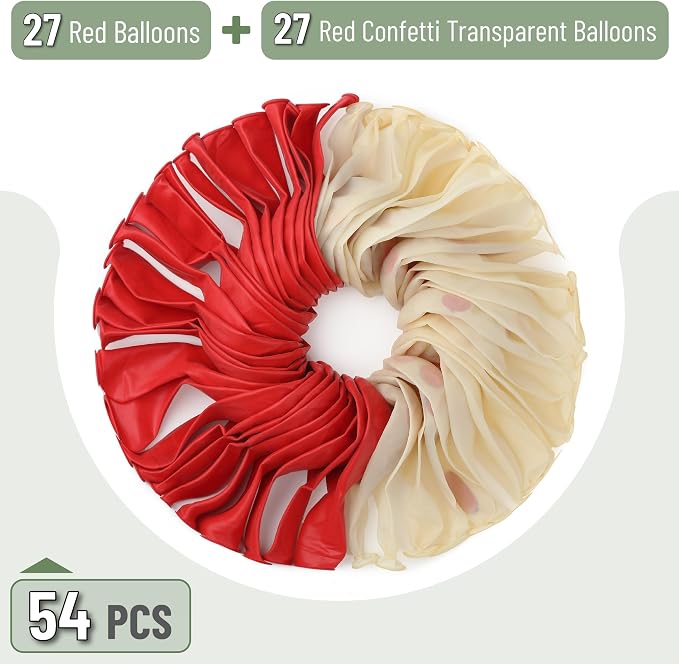 Mr. Pen- Red Confetti Balloons, 12 Inch, 54 Pack | Latex Balloons - Image 2