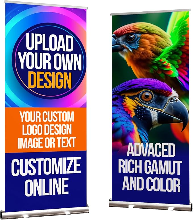 33x81 Custom Retractable Banner Stand Signs READY IN 1 DAY Pull up Roll up by Custom