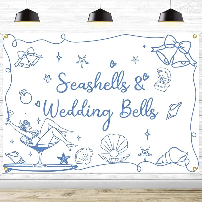 Seashells & Wedding Bells Backdrop Banner by Ramciyo