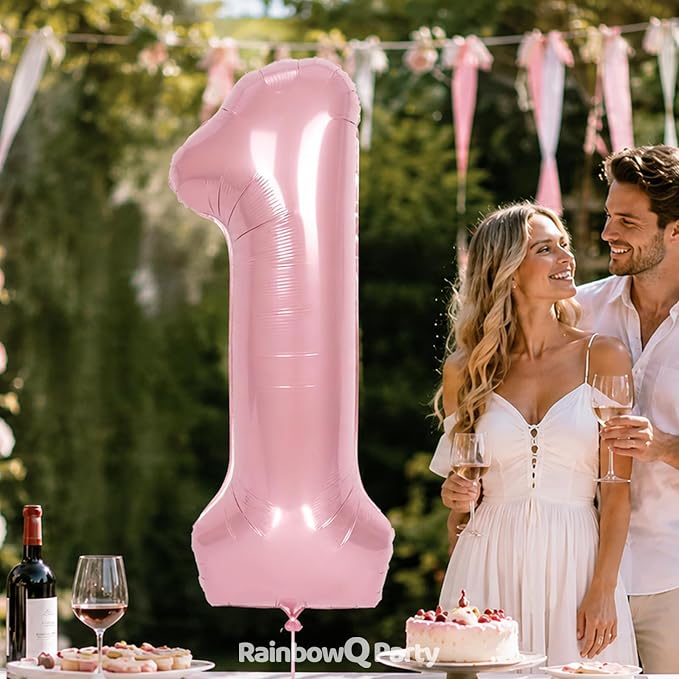 RainbowQ Pink 1 Balloon Number 40 Inch 0-40 Foil Large Balloons | Big Mylar 1 - Image 2
