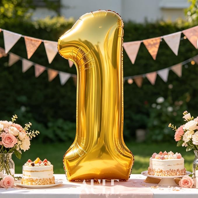 AULE 40 Inch Gold 1 Balloon Number Foil 0-9 Birthday Big Numbers | Birthday - Image 2
