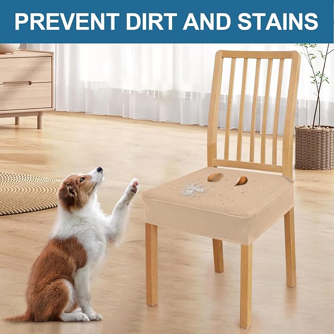 Smiry Waterproof Seat Covers for Dining Room Chairs, No Rear Covers | Stretch - Image 6