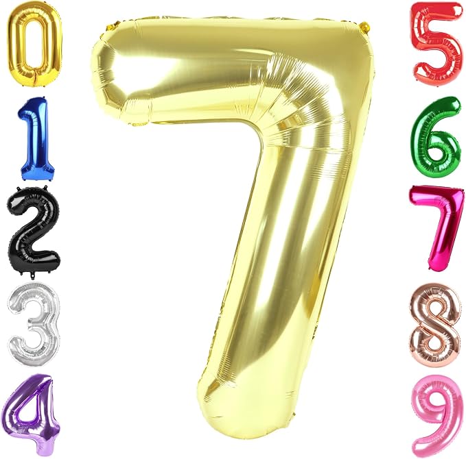 40 Inch Light Gold Number 7 Balloon, Champagne Birthday Party Decorations | 40 by Hadoife