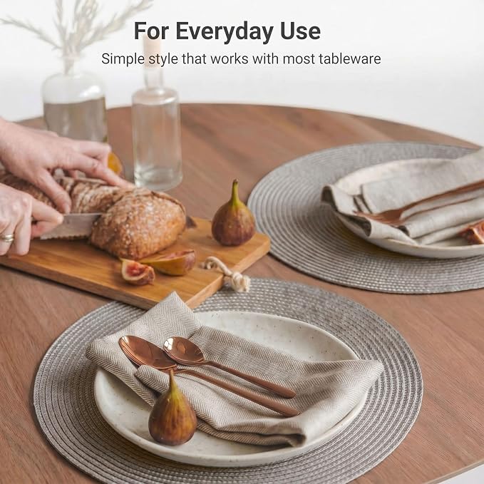 FunWheat Round Braided Placemats Set of 6 Table Mats - Image 5