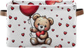 senya Valentine's Day Storage Basket, Love Bear Heart Balloon Foldable Fabric by senya