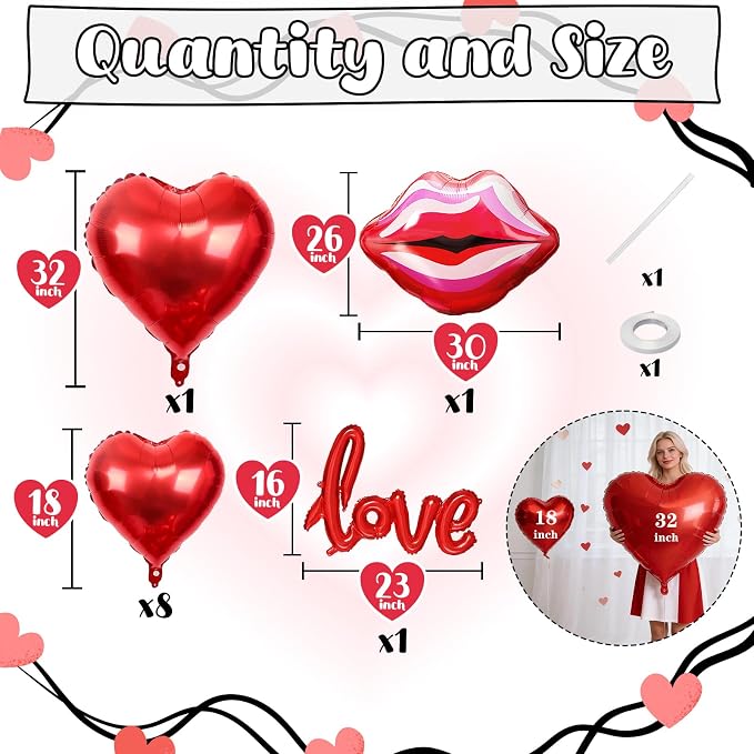 32 Inch Large Red Heart Balloons - Image 2