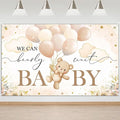 Mocsicka We Can Bearly Wait Backdrop Banner Brown Bear Baby Shower Banner Bear by Mocsicka