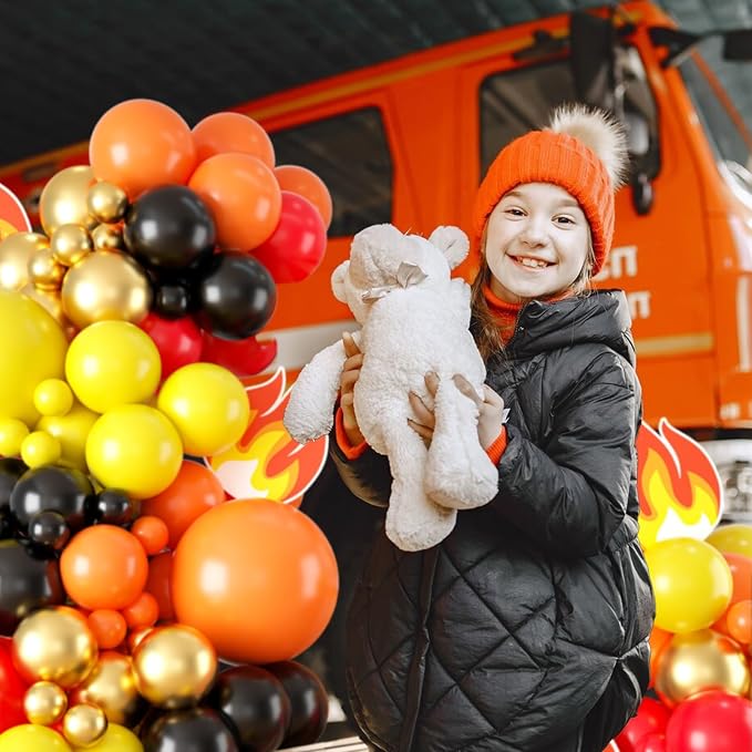 Red Yellow Black Balloon Arch, Fire Truck Balloon Garland - Image 5