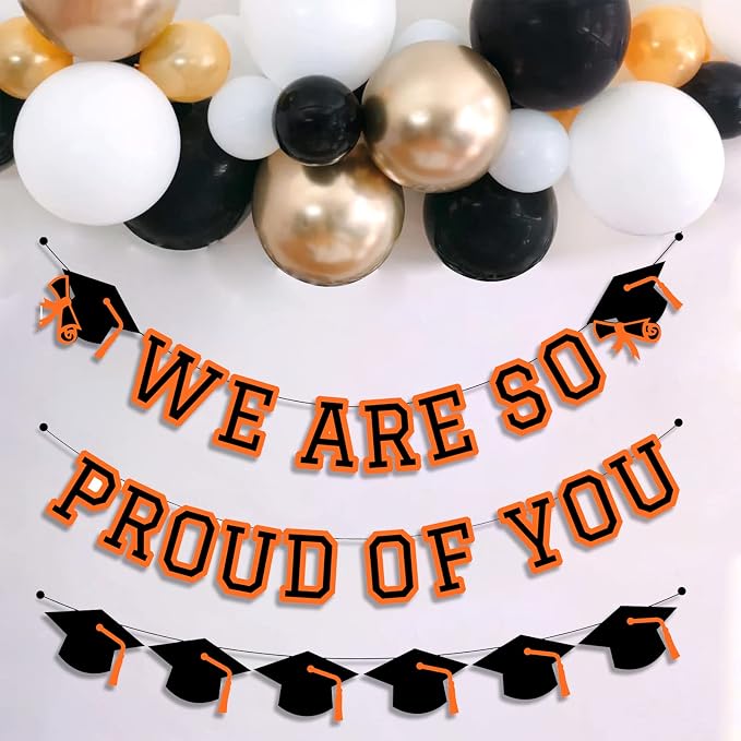 We Are So Proud Of You Banner Graduation Party Decorations Congrats Grad Cap - Image 4
