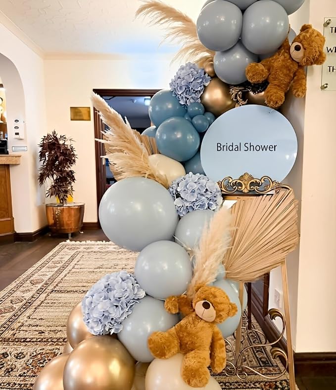 Dusty Blue Sand White Balloons - Image 2