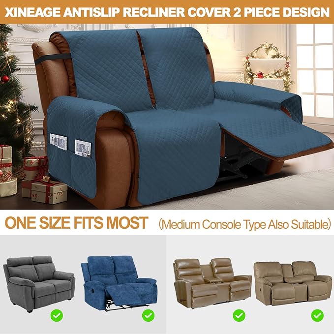 XINEAGE Water Resistant Recliner Cover, 2 Seat Loveseat Covers - Image 5