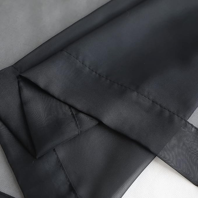 Window Black Sheer Curtains 60 Inches Width 95 Inches Long 2 Panels Sheer Curtains Clear Curtains Basic Rod Pocket Panel for Home Living Room Bedroom Kids Room Yard Patio Parlor Sliding