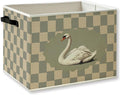Vintage Swan Checkered Foldable Storage Bins Box by KSDUT