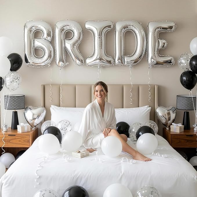 40inch Silver BRIDE Letter Balloons, Giant Silver Bride Foil Helium Balloon - Image 3